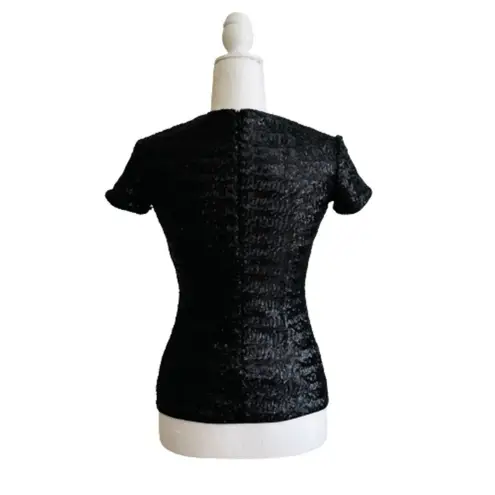 Bailey 44 Top Celebration Black Sequined Crewneck Short Sleeve Top XS NEW