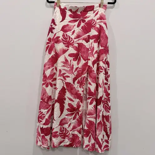 Pink Lily  PASSPORT TO PARADISE PINK/WHITE PRINTED MAXI SKIRT SIZE S