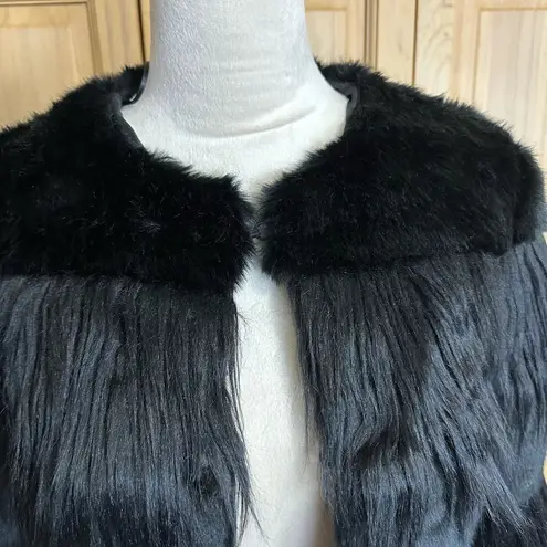 H.I.P. Lumiere Black Contrasting Faux Fur & Feather Length Jacket Coat Sz S