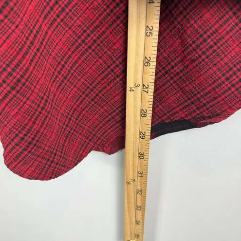 Habitat Top Women M Red Black Plaid Long Sleeve Asymmetric Tunic Lagenlook Artsy