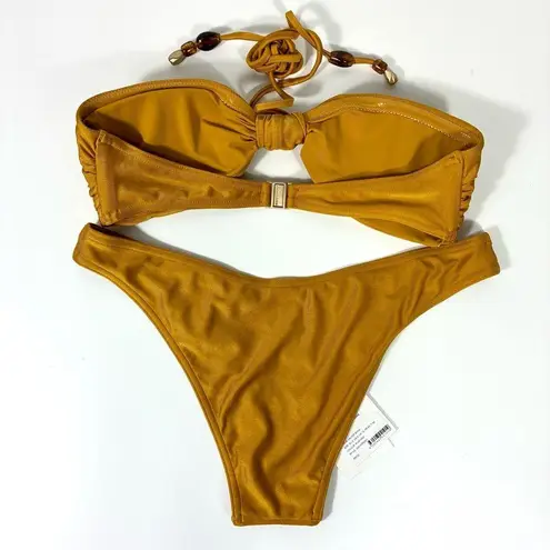 Zimmermann Wylie Halter Two Piece Bikini Swimsuit Mustard AU 2 US 8 NWT