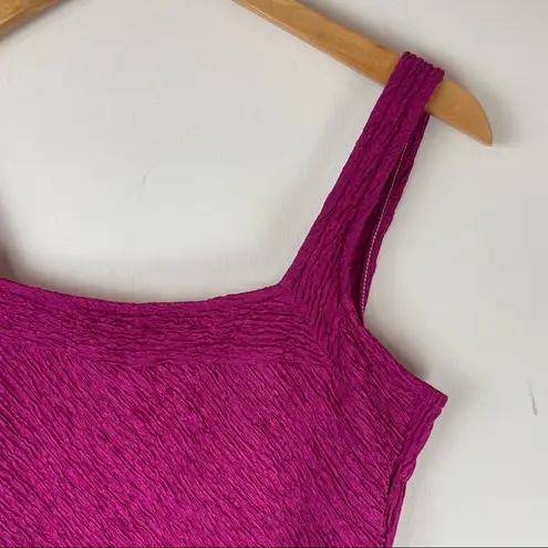 Vintage Y2K Magenta Textured Stretch One Piece Swimsuit Sz Large Pink