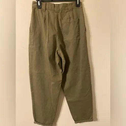 Topshop Womens  3-Pocket Olive Green Flare Leg Chinos Khakis Size 4