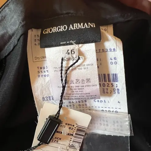 Giorgio Armani Womens Silk Rayon Blend Wide Leg Pants Black Velvet NWT Size 46