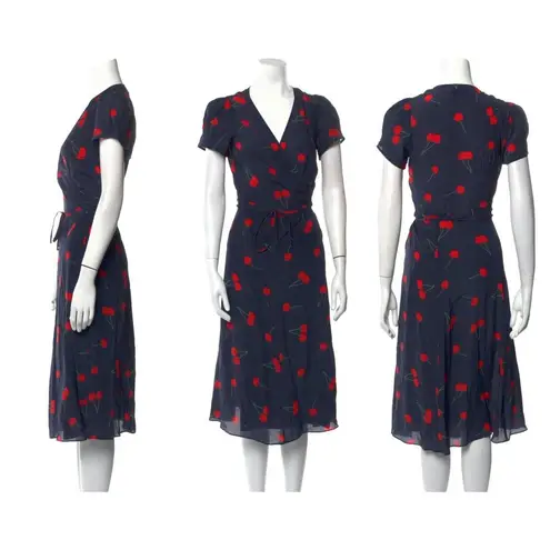 Realisation Par 💕💕 The Teale Midi Wrap Dress ~ Wilde Cherry Print XXS NWOT