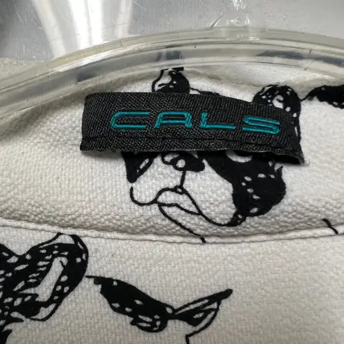 Cals Dog Print Women's Button Front Top Size M/L 3/4 Sleeve