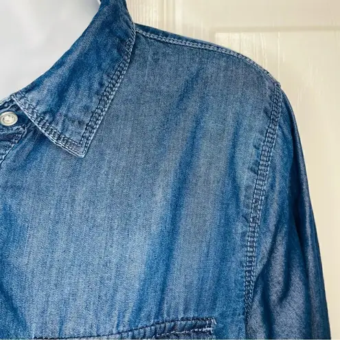 Gloria Vanderbilt Womens Ashleigh Dress Cancun Dark Wash Chambray Denim S