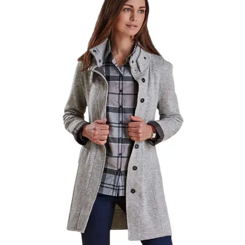 Barbour Women’s Size M Millfire Knit Sweater Jacket Gray Tartan Preppy Old Money