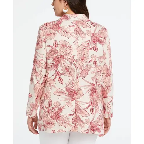 Ella Rafaella Blazer Womens XL Peach Red Double Breasted Feminine Career Office Pink