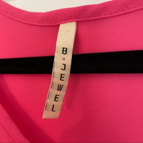 B Jewel Hot Pink Boxy Crop Semi-Sheer Tank Spring Summer Festival