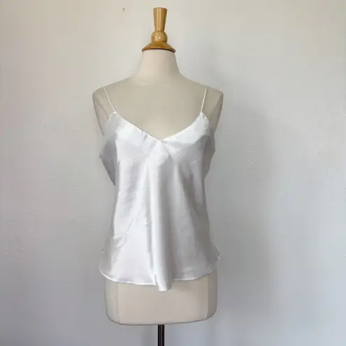 Frederick's of Hollywood Vintage 90s Solid White Satin V-Neck Tank Top