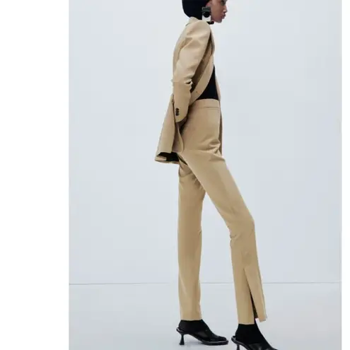 ZARA NWT  SPLIT-HEM SKINNY TROUSERS  High-waist Camel