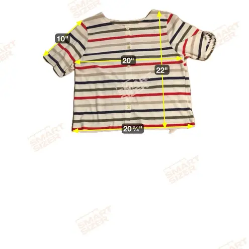 Season Ticket Striped Button Back Top & Beige Pants Set, Women's Large Set White