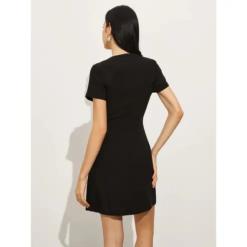 Commense Bows Girly Side Split Cutout Black Stretch Mini Dress XS