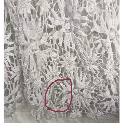 Floral Crochet Jumpsuit Long Sleeve V Neck Wide Leg Hippie Festival Beach Boho White Size 6