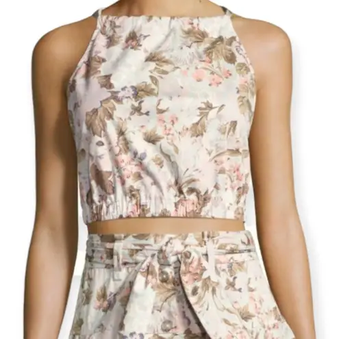 Rebecca Taylor | Large | Penelope Multi-Color Antique Floral High-Neck Crop Top