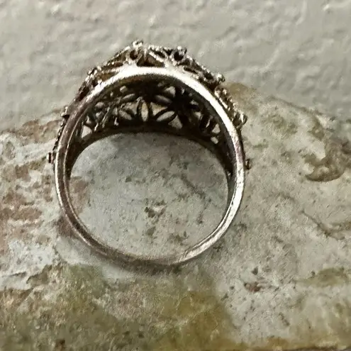 Vintage Jewish Star Filigree Dome Ring ✡️ Floral Artisan Design Silver