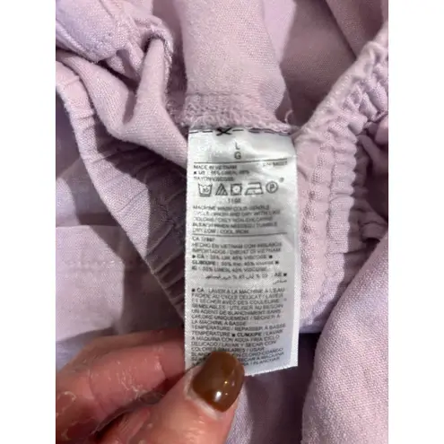 Old Navy  linen blend pants size L pale pink elastic waist wide leg crop