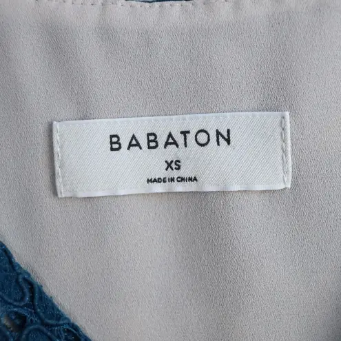 Babaton Aritzia Lace Overlay Camisole Top Teal Floral Scalloped Trim Women's XS