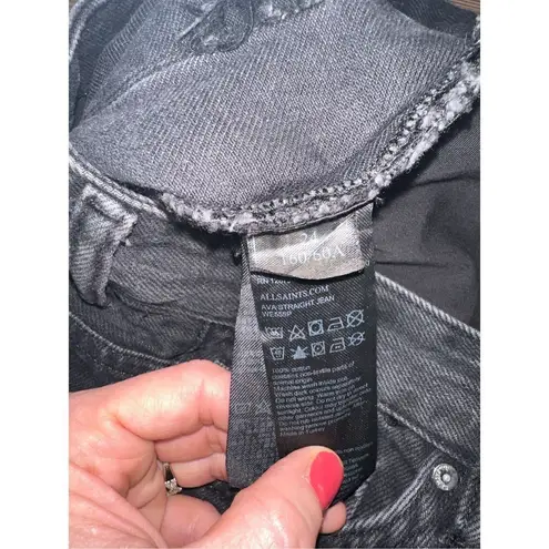 ALLSAINTS Ava Straight black distressed Jeans sz 24