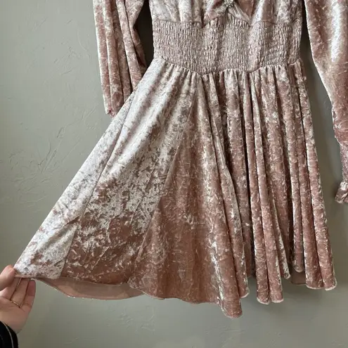 Women's Dress Crushed Velvet Romantic Coquette Fairy Valentines Date Whimsical M Pink Size M