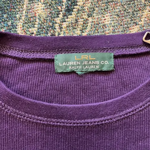 Vintage Lauren Jeans Co Ralph Lauren Purple Longsleeve Y2K Streetwear Top S Tee