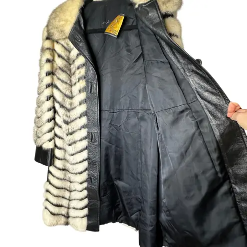 Clearfield Furs Vintage Chevron Mink Leather Coat Women's Luxury Outerwear Black Size undefined
