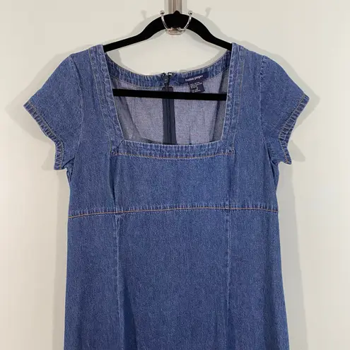 Boston Proper Vintage Denim Square Neck High Waist Short Sleeve Maxi Dress Sz 6 - Image 2