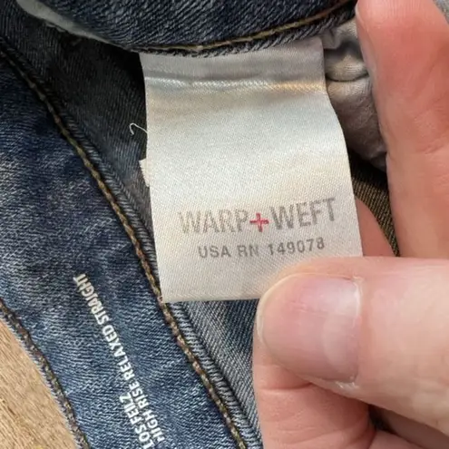 Warp + Weft Los Feilz Women's Distressed Jeans High Rise Relaxed Straight 32x28 Blue Size undefined