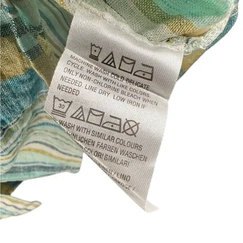 Denim & Co Naturals Women’s Blue Stripe Linen Cotton Button Front Shirt XXL EUC