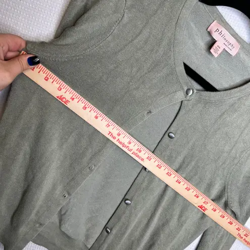 Philosophy Cardigan Womens Medium Sage Green Button Front Knit Sweater