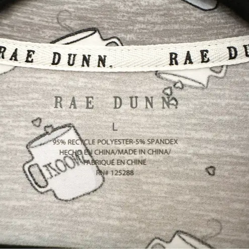 Rae Dunn Women 2 Piece Coffee Mug Print Soft Pajama Set Cropped Pant Gray Large