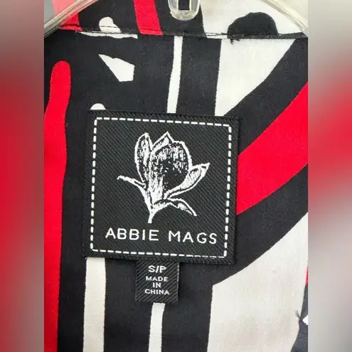 Abbie Mags Aztec Print Two Button Notch Lapel Vintage Boxy Blazer Size SP Red