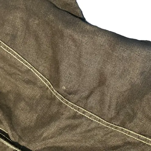 August Silk Women's 6 Black Blazer with White Stitching 100% Linen Summer