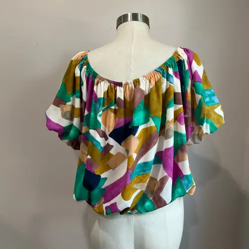 Joy Joy Bubble Geometric Multicolored Shapes Blouse Size XL