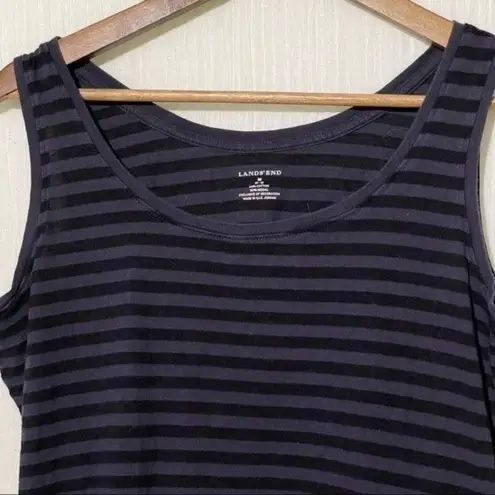 Lands'End  Tank Navy Blue Striped Medium