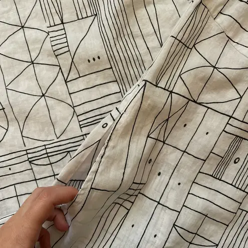 Habitat Tribal Easy Swing Linen Blend Button Detail Dress w/ Pockets Sz Small