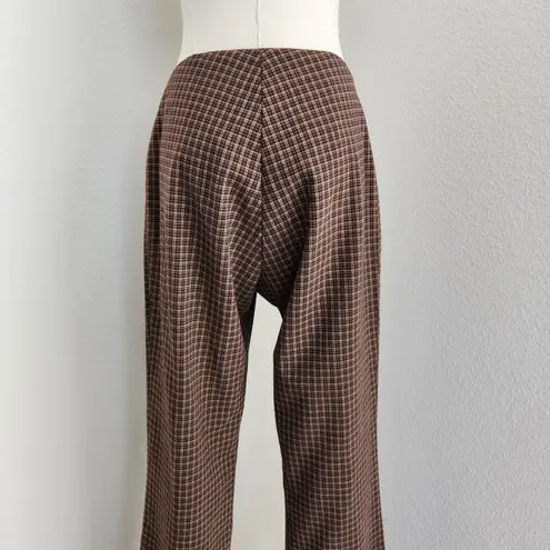 Zinc Vintage Y2K Brown Plaid Flared Trousers Mid Rise Straight Leg Pants S