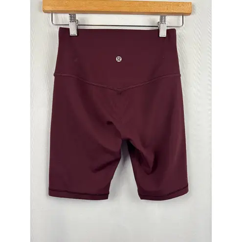 Women’s LuluLemon Small Burgundy High Waisted Biker Shorts Red