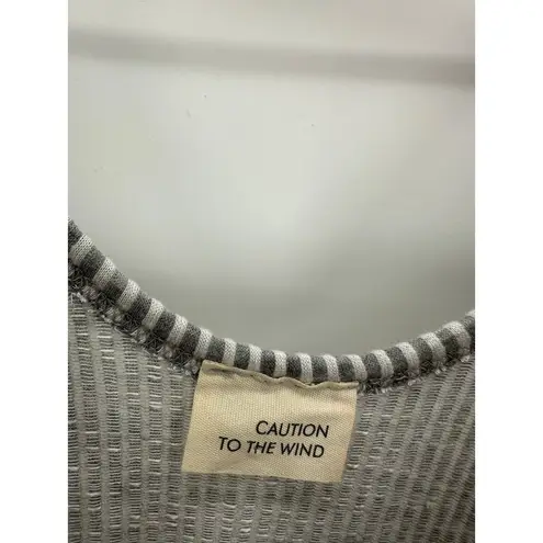 Caution to the Wind  Grey White Striped Drawstring Jumpsuit Women's Size Small S