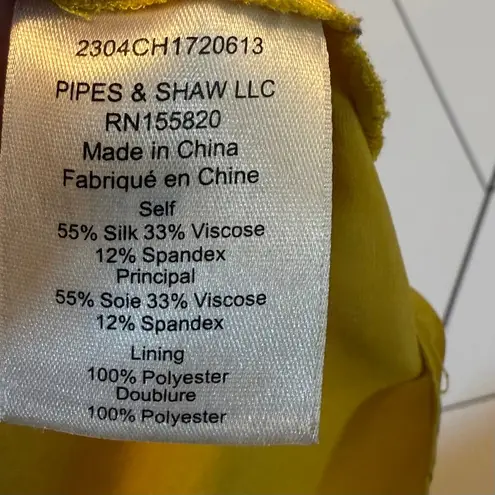 Veronica Beard Women’s Sanderson Dress Bright Sunset Yellow Silk Cowl neck Dress