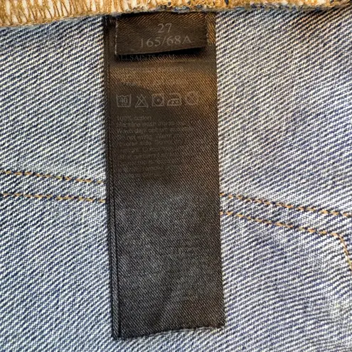 ALLSAINTS Denim Shorts Women Sz 27 Mid Rise Frayed Boy Short Cut Offs Beach Blue