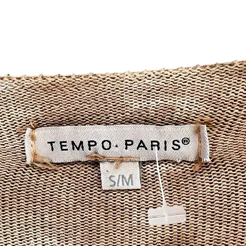Tempo Paris Sweater Womens S/M Cream Brown Natural Tie Dye Relaxed Boho Chic