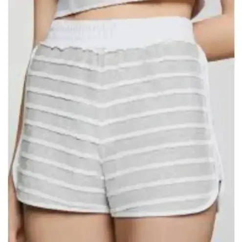 BCBGeneration Bcbgeneretion Shorts Scallop Detail Heathered Gray White Elastic Waist