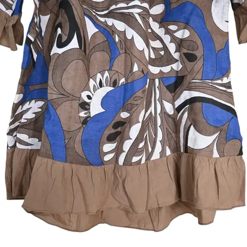 Terzo Millennio Women's M Linen Italian Made Pullover Blouse Brown Size M