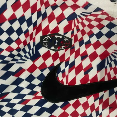 Nike  Loose Fit Cropped Long Sleeve Athletic Top Red, White & Blue Small