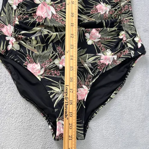 Nip Tuck Swim One Piece Floral Tummy Control Swimsuit US 10 Summer Vacation Black