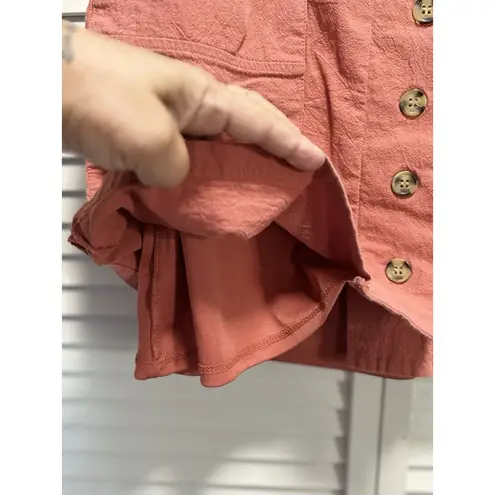 One Clothing  Terra-cotta Color Button Down Mini Skirt Size L‎ Pockets Lined