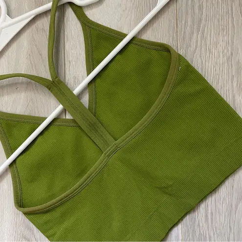 Set Active Top ribbed longline bra womens Green (small) workout athleisure party