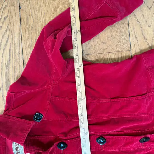 Y2K Western Red Corduroy Jacket 1X Button Front Plus Size Stretch Holiday Bold